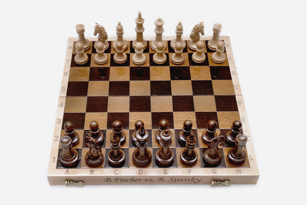 Luxury classic wooden chess set with carved border