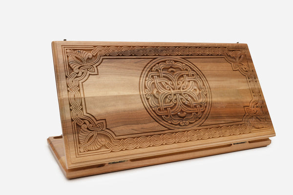 Luxury Walnut Backgammon Set - Traditional Ornaments - hand-carved Armenian board