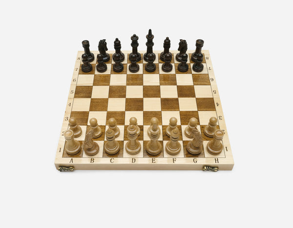 Handmade classic chess set with carved border