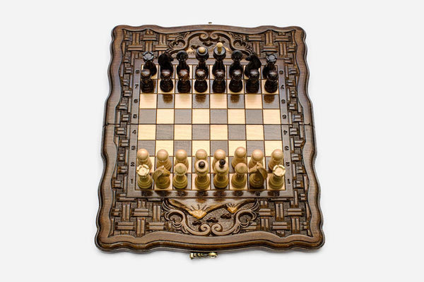 Armenian Chess Set with Mount Ararat - handmade chess backgammon set