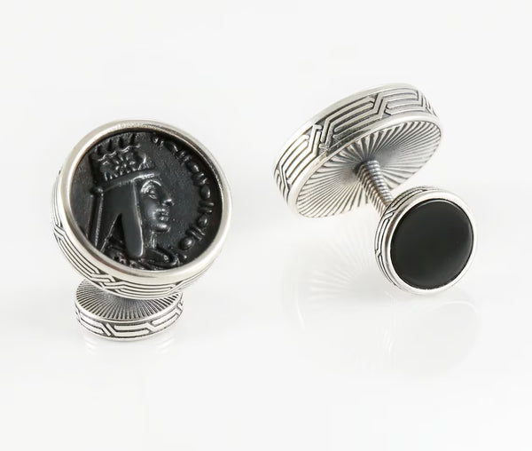 Handmade sterling silver leopard head cufflinks