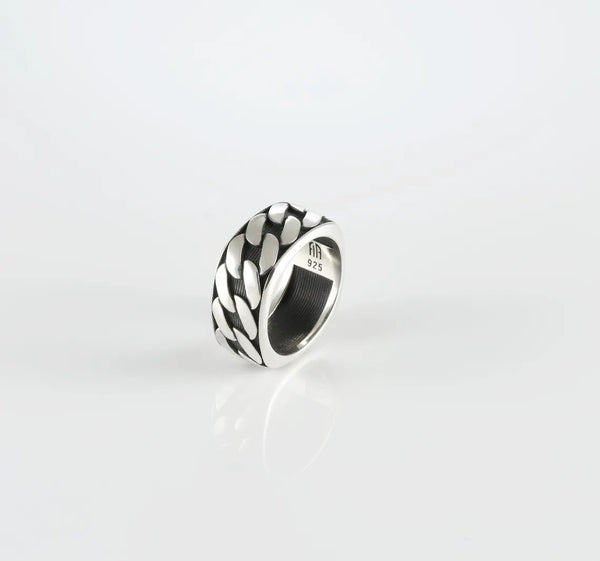 Mens sterling silver chain ring