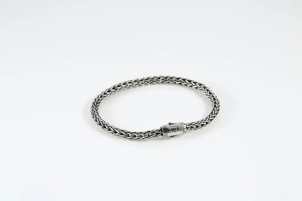 Mens sterling silver woven bracelet