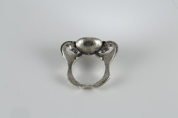 Sterling silver horse ring with rainbow carborundum stone