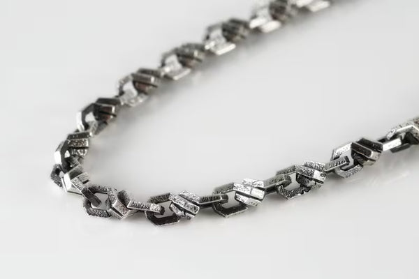 Handcrafted sterling silver anchor cable chain bracelet necklace