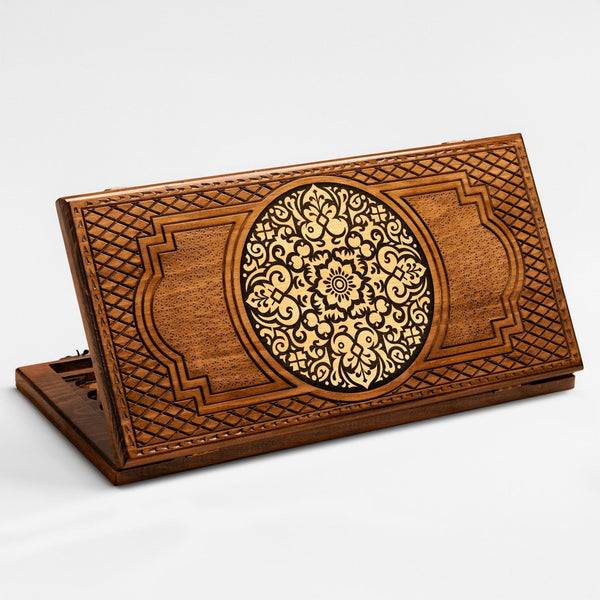Personalized Armenian backgammon set with ornament design