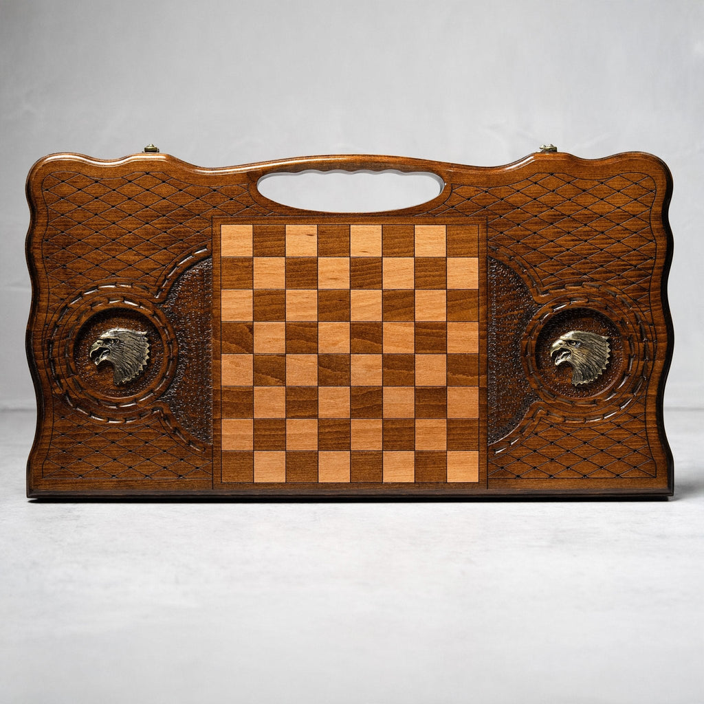 Luxury Backgammon Set – Majestic Eagle Design with Bronze Details