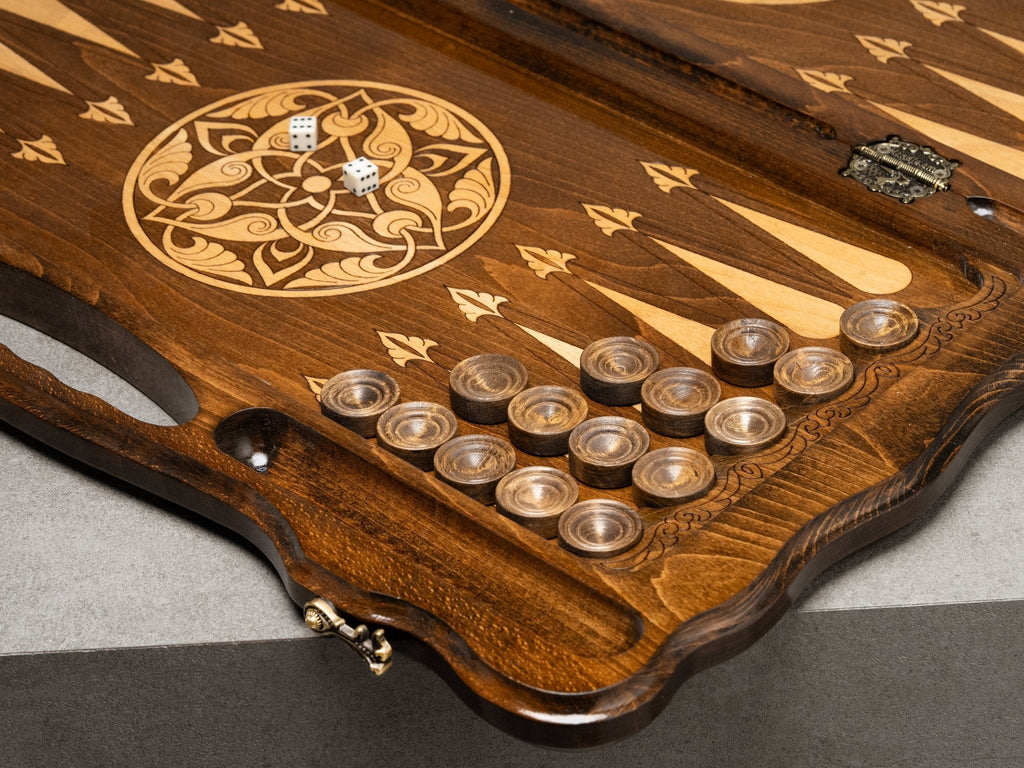 Luxury Backgammon Set – Majestic Lion Design with Bronze Details