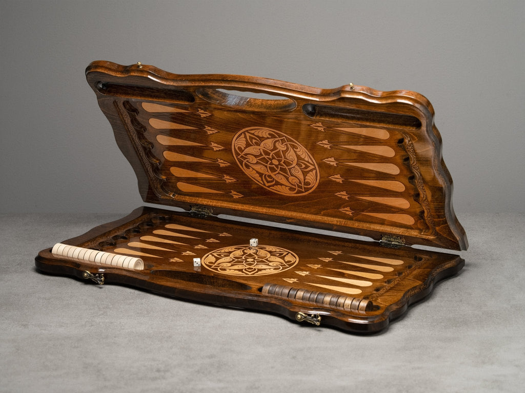 Luxury Backgammon Set – Majestic Lion Design with Bronze Details