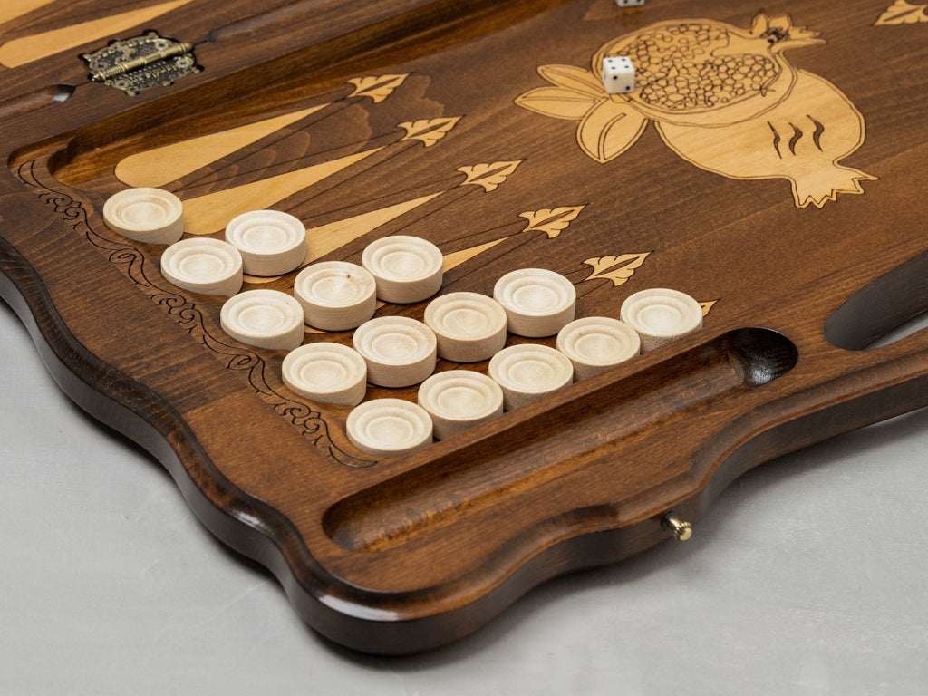 Luxury Backgammon Set – Pomegranate Design with Bronze Details