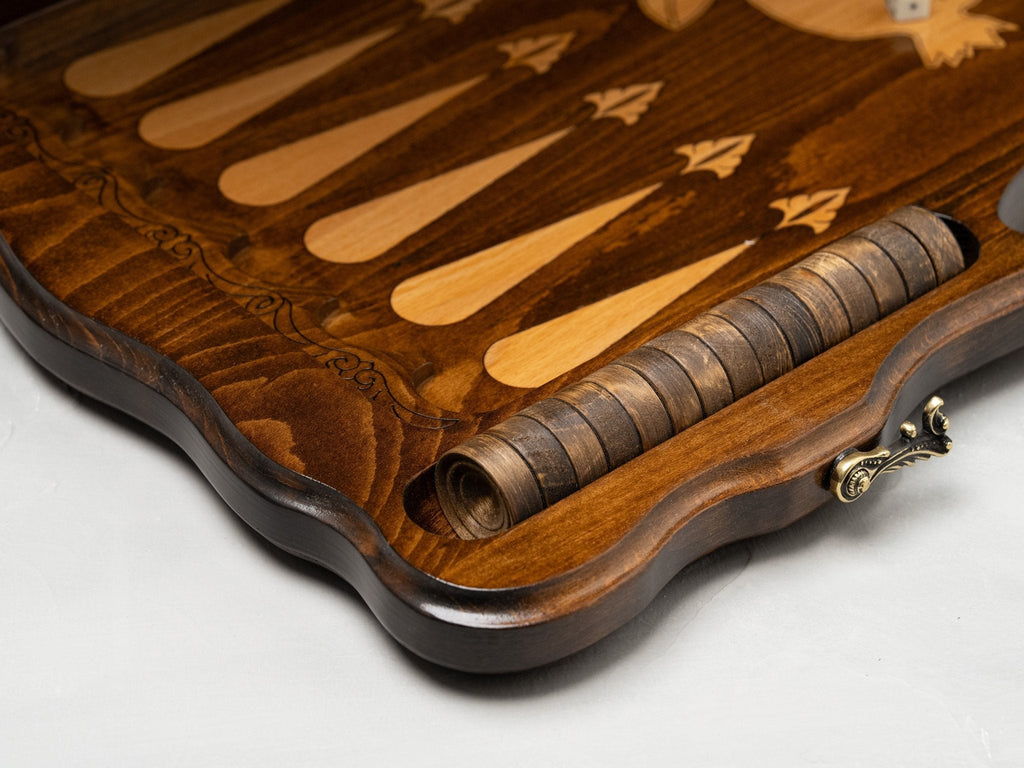 Luxury Backgammon Set – Pomegranate Design with Bronze Details