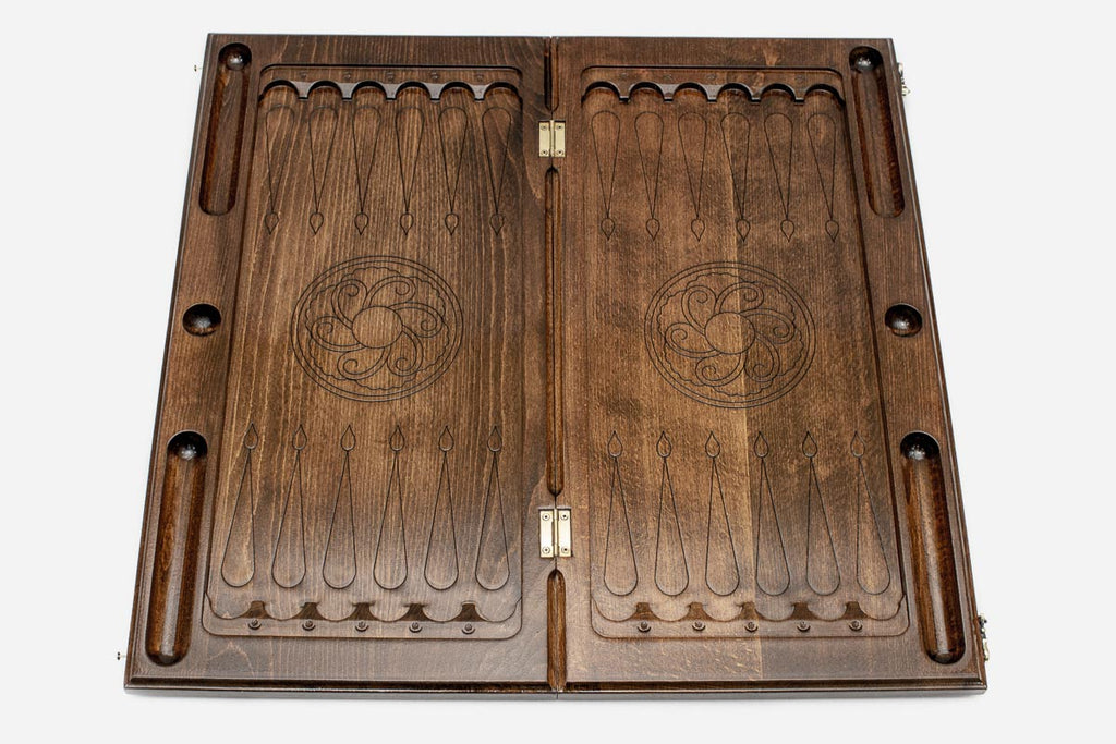 Armenian backgammon set interior with carved points