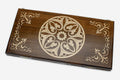 Armenian backgammon set with carved ornament in a light finish