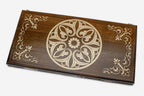 Armenian backgammon set with carved ornament in a light finish
