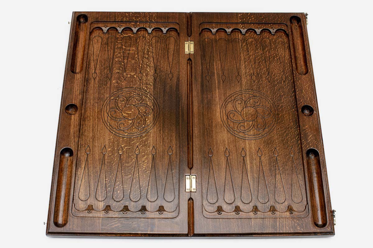 Armenian backgammon set interior with carved points