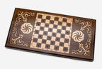 Carved reverse face of the eternity sign backgammon set