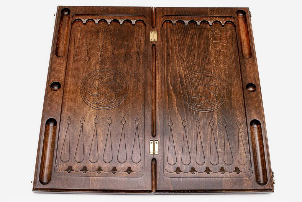 Armenian backgammon set interior with carved points