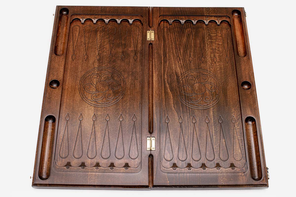 Armenian backgammon set interior with carved points
