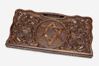 Side view of the carved beechwood board