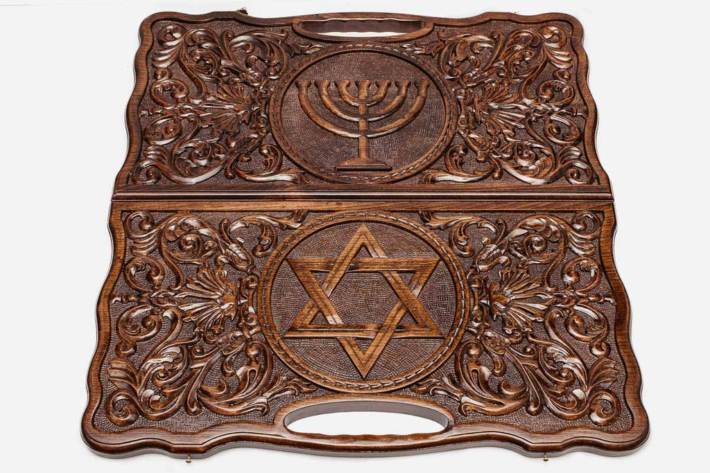 Close-up of the carved Star of David