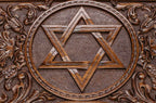 Close-up of the carved Menorah