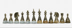 Golden marble chess board framed in warm veined stone