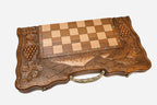 Luxury wooden Armenian chess backgammon set with bronze pieces