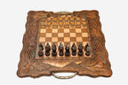 Mount Ararat bronze chess backgammon set shown folded