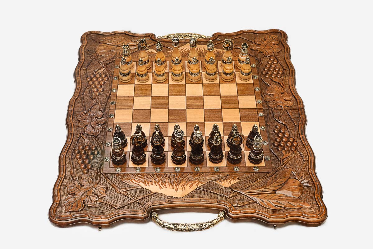 Mount Ararat bronze chess backgammon set shown folded