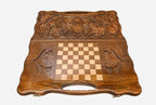 Angled view of the USA coat of arms carved backgammon board