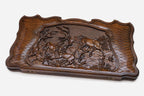 Deer and wolf backgammon set with checkers and dice