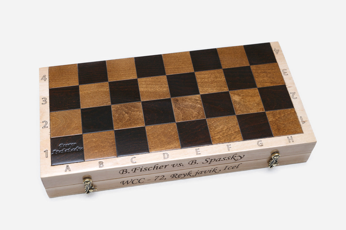 Classic wooden chess set, detail view