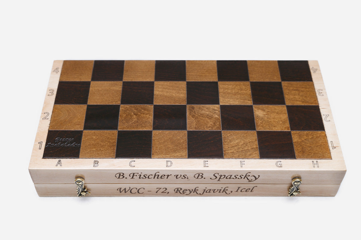 Clean-lined wooden chess board, hand-finished