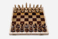 Luxury classic wooden chess set with carved border