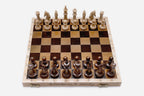 Luxury classic wooden chess set with carved border