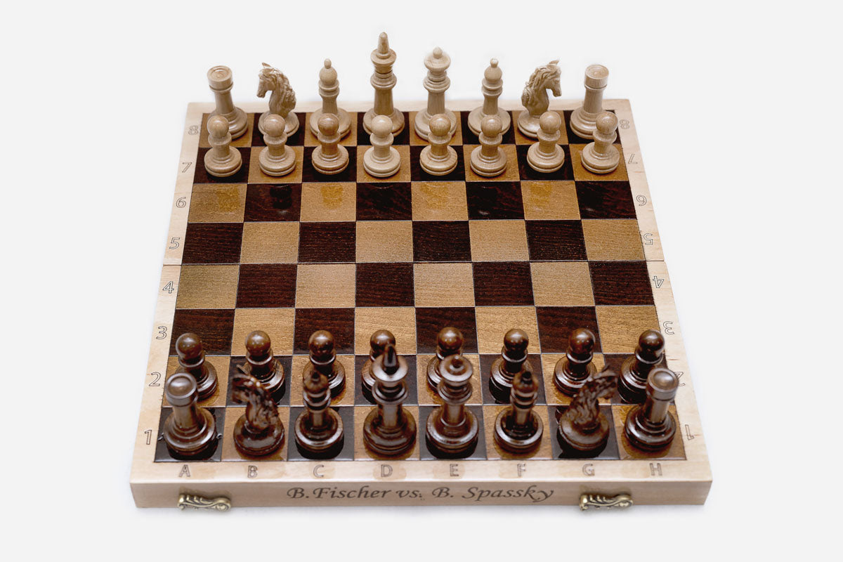 Luxury classic wooden chess set with carved border