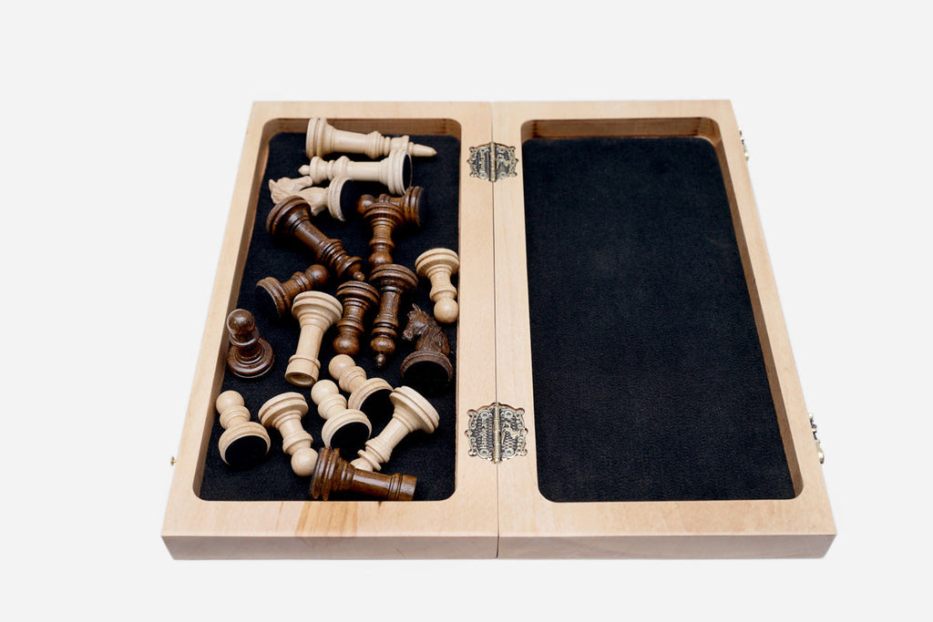 Classic chess set shown folded