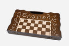 Handmade wooden chess set open to the 15.7 inch / 40 cm playing field