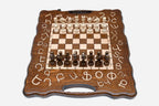 Armenian Chess Set with Armenian Alphabet - handmade wooden chess set, hand-carved letters