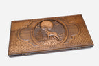 Snarling wolf backgammon set with checkers and dice
