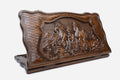 Wooden backgammon set hand carved with a galloping herd of horses