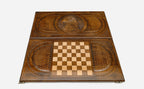 Eagle portrait backgammon set folded, carved stare showing
