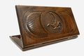 Wooden backgammon set hand carved with a scorpion