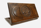 Wooden backgammon set hand carved with a scorpion