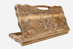 Luxury walnut backgammon set carved with birds and vine ornament