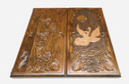 Swans backgammon set folded, curved necks meeting