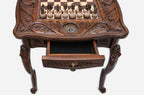 Lion chess table, carving detail