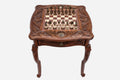 Lion chess table with figural bronze pieces