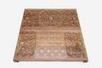 Folded walnut backgammon board with carved Armenian ornament