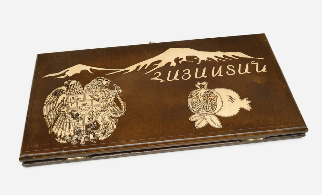 Hayastan Armenian backgammon set with checkers and dice